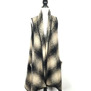 Apt. 9 Tan Black Sleeveless Open Front Duster Sweater Vest Size L/XL